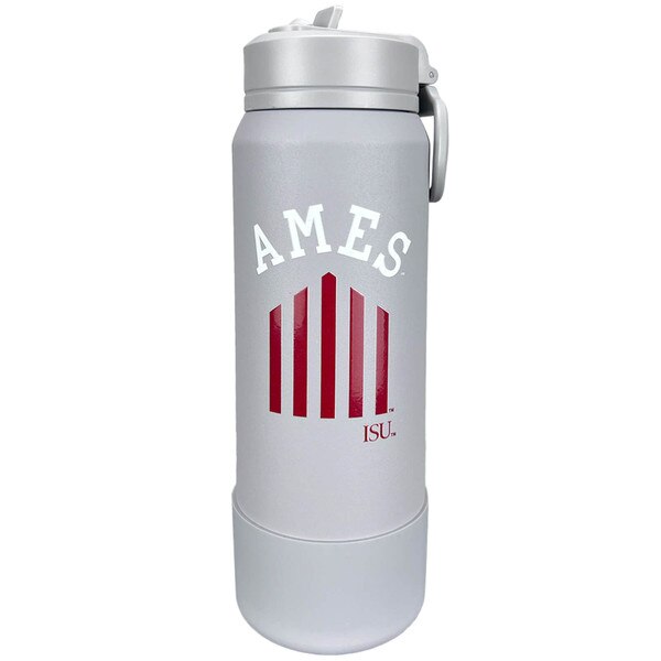 HydraPeak 5-Bar Ames Gray 26oz Straw Lid Bottle with Sport Boot